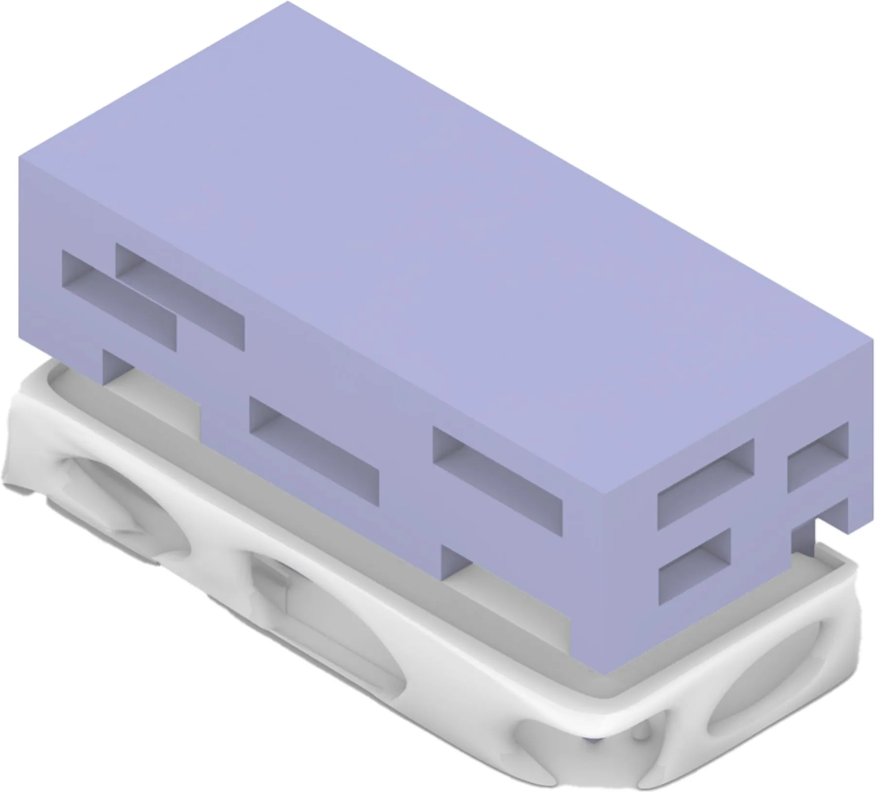 The massing model that survived — the building on its carved base
