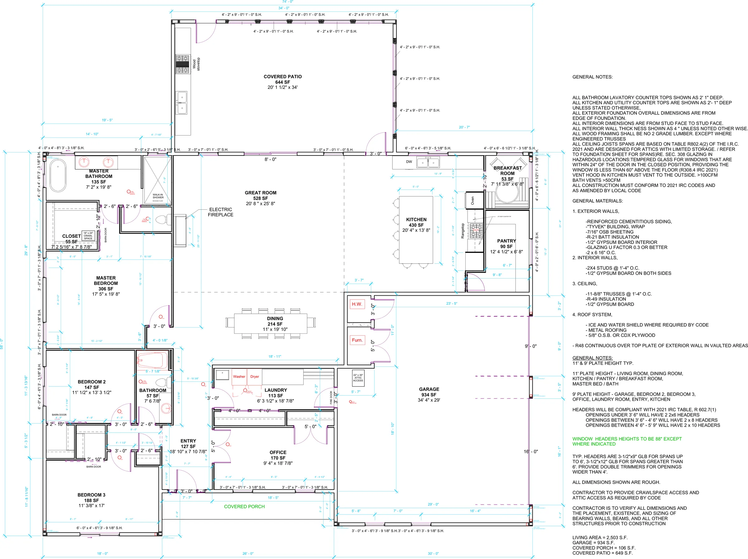Dimensioned floor plan sheet