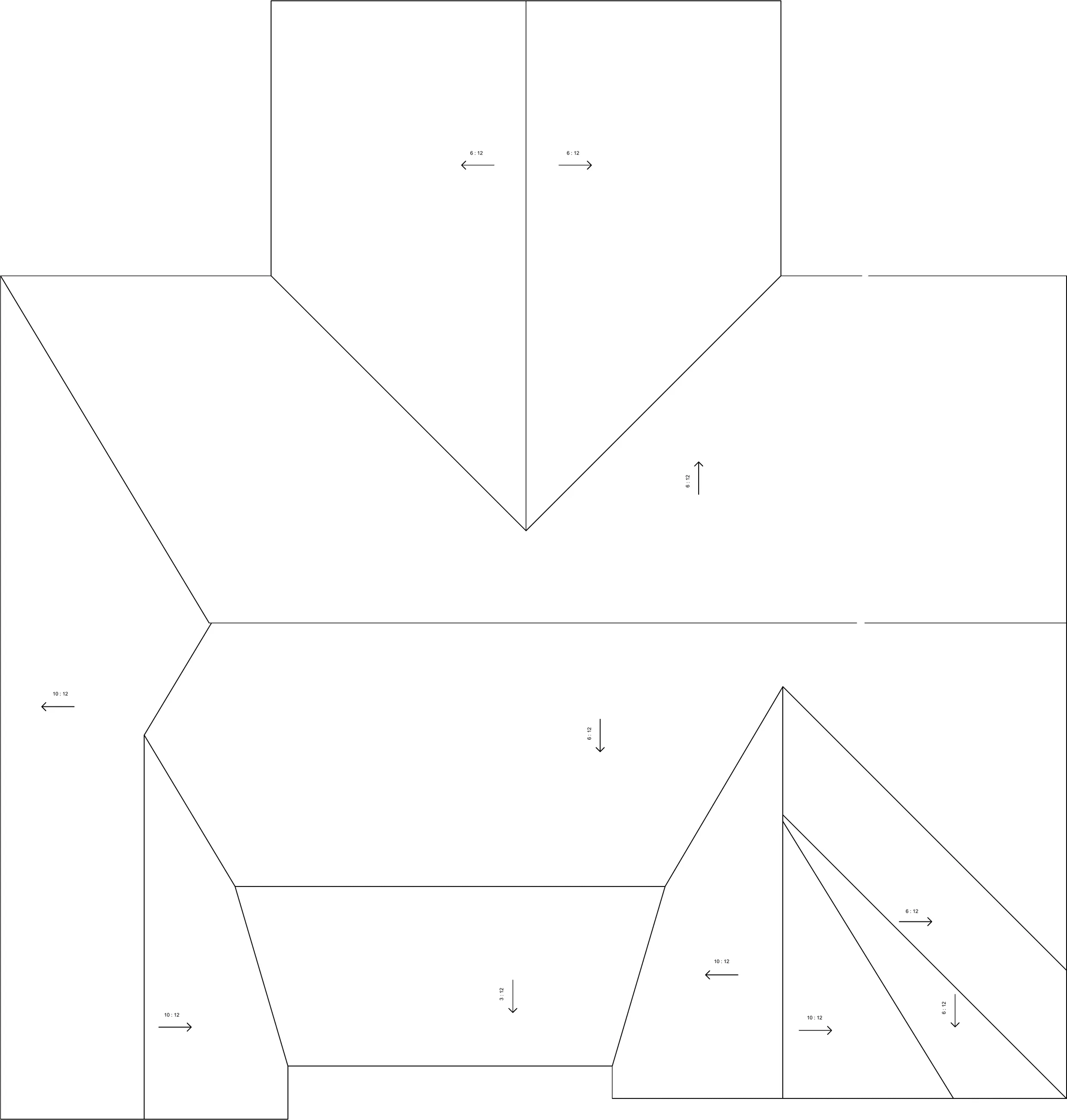Roof plan with hips, valleys, and slope arrows