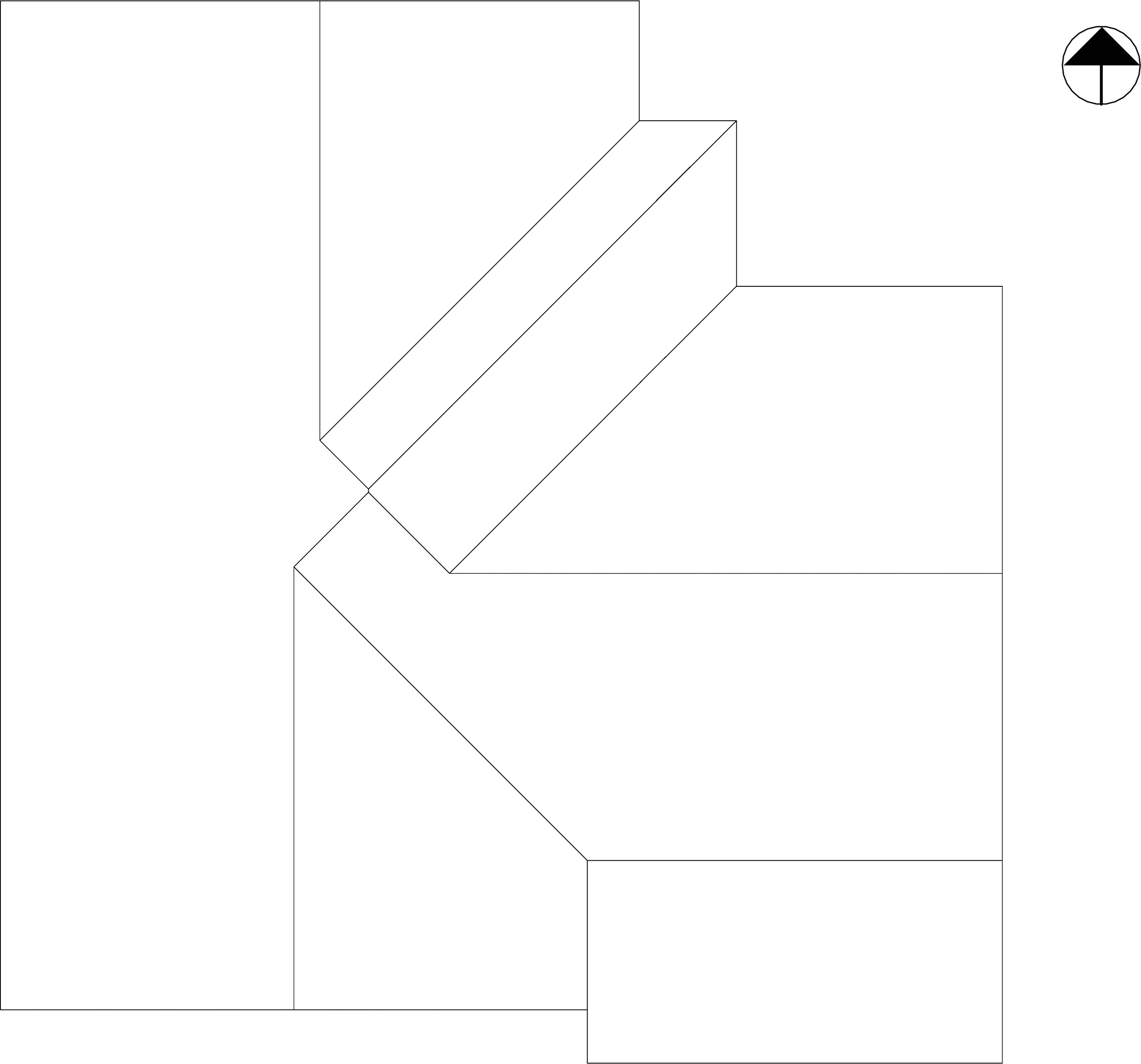 Roof plan — two gabled volumes meeting over the entry, the garage roof running beside